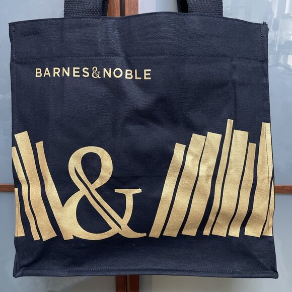 Barnes & Noble Premium Tote Re Wrap Collab Black & Gold Shoulder Book Bag NWOT - Picture 2 of 9